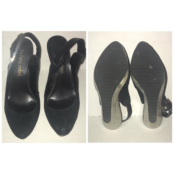 Luxury Rebel Wedge Heels Black - Picture 4 of 8